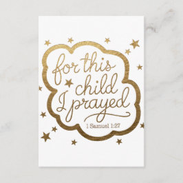 Tarjeta De Recepción Verso biblial de 1 Samuel 1:27