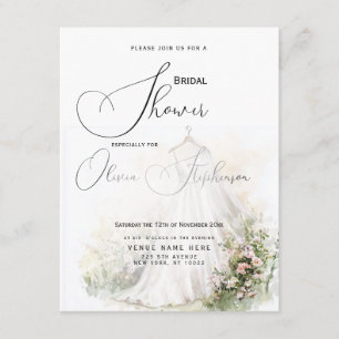 Tarjeta De Recepción Vestido Boda de color y novia de Rubor Garden