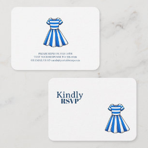Tarjeta De Recepción Vestido de Marinero Azul Náutico y Blanco RSVP de