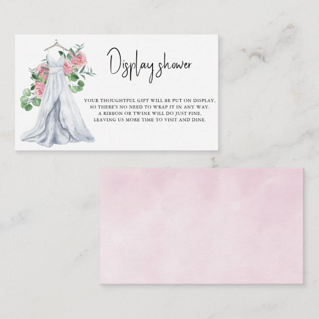 Tarjeta De Recepción Vestido de novia con flores - Exhibición de regalo (Anverso / Reverso)