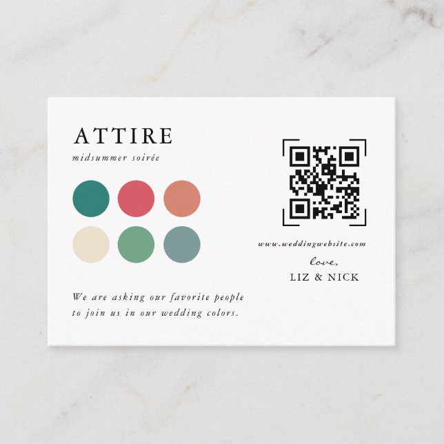 Tarjeta De Recepción Vestimenta de Boda | Escaneo de Código QR (Anverso)