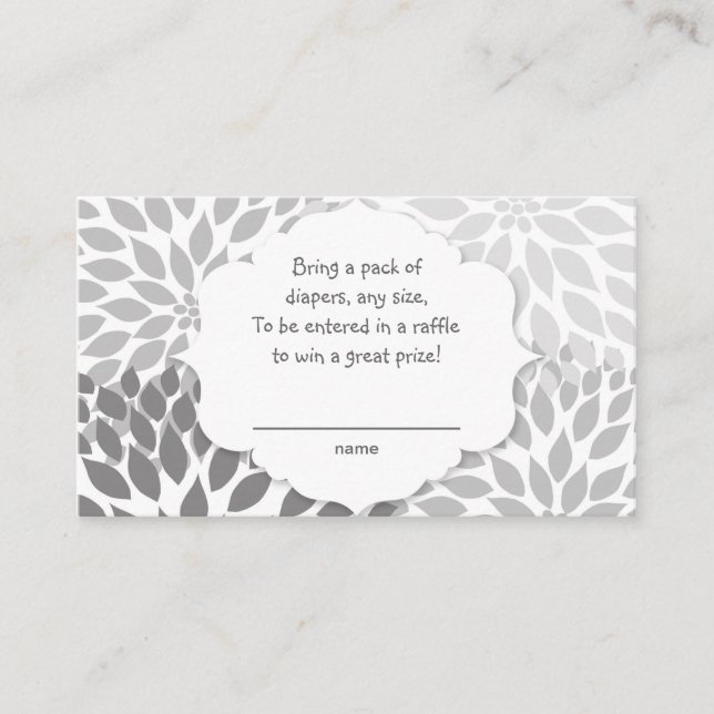 Tarjeta De Recepción Veto de rifa Gray Dahlia Diaper, PERSONALIZAR U IT (Anverso)