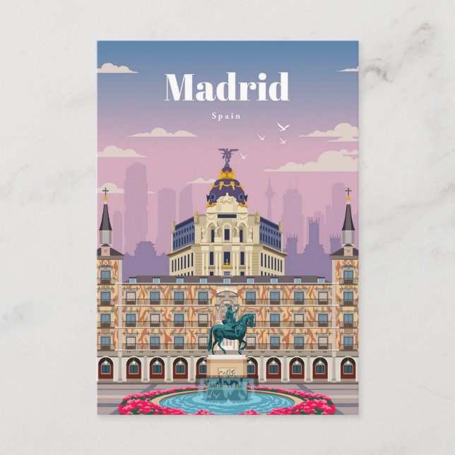 Tarjeta De Recepción Viaje De Arte Viajero A Madrid España (Anverso)