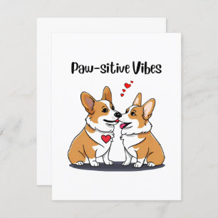 Tarjeta De Recepción Vibes Corgis enamorados