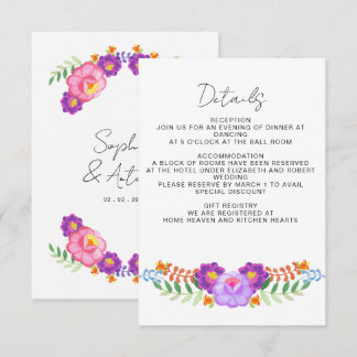 Tarjeta De Recepción Vibrant Mexican Floral Fiesta Wedding