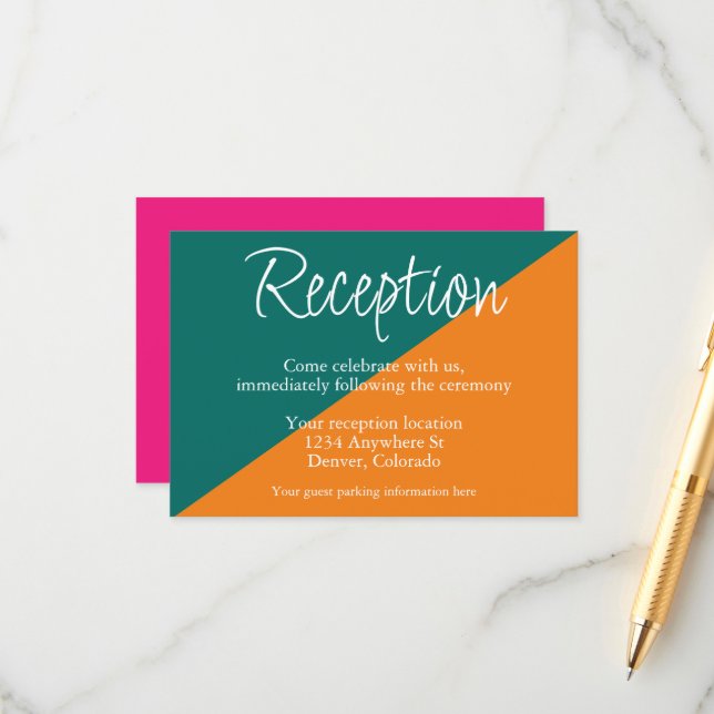 Tarjeta De Recepción Vibrant Sunrise Mix & Match Wedding Reception (Anverso/Reverso In Situ)