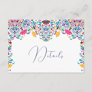 Tarjeta De Recepción Vibrante Boda arcoiris al estilo de la Fiesta Mexi