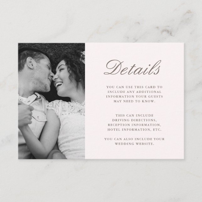 Tarjeta De Recepción Vibrante Boda Rosa Foto de detalles de invitados (Anverso)