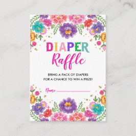 Tarjeta De Recepción Vibrante Floral Fiesta Diaper Raffle Baby Shower