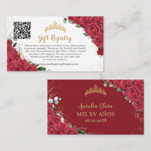 Tarjeta De Recepción Vibrante Red Floral Quinceañera QR Registro de Reg