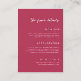 Tarjeta De Recepción Vibrante Viva Magenta Fuchsia Detalles Boda