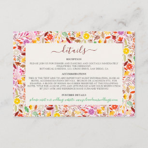 Tarjeta De Recepción Vibrantes acuarelas flores de tulipán de verano bo