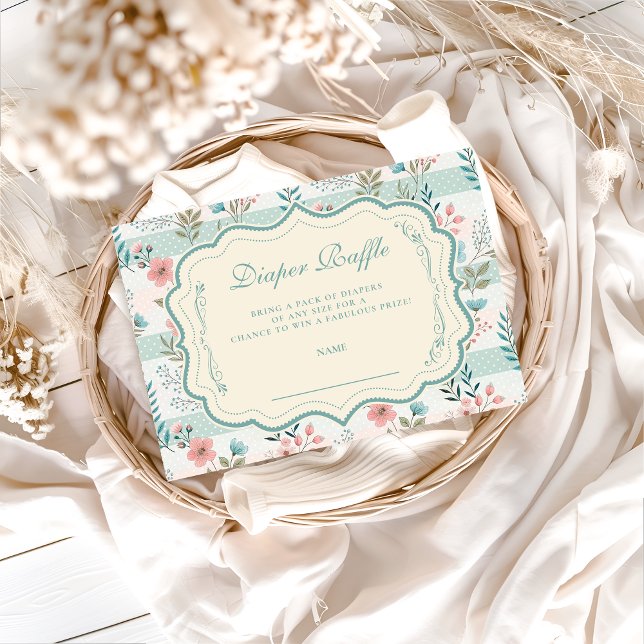 Tarjeta De Recepción Victorian Rose Lattice Diapper Raffle (Subido por el creador)