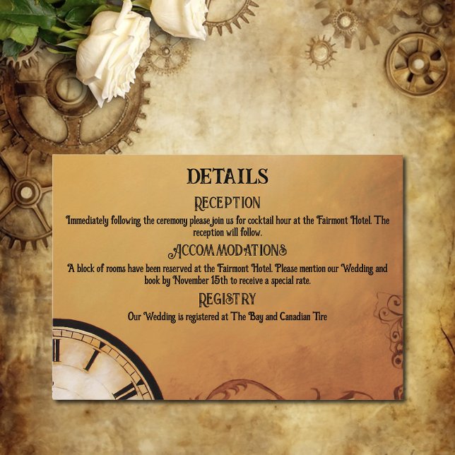 Tarjeta De Recepción Victorian Steampunk Elegance Boda (Subido por el creador)
