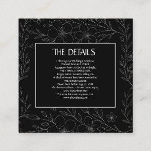 Tarjeta De Recepción Vid floral minimalista moderna simple en blanco y 