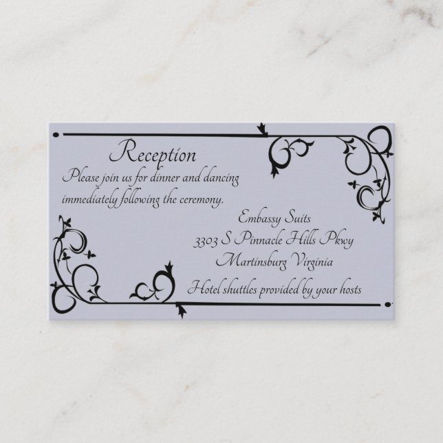 Tarjeta De Recepción Vid gris y negra elegante el fluir floral (Anverso)