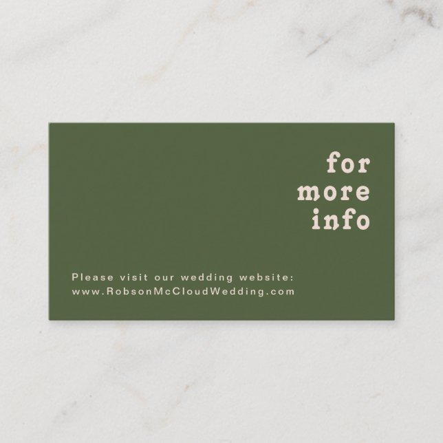 Tarjeta De Recepción Videos retro simples | Sitio web del Boda Verde de (Anverso)
