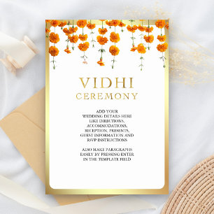 Tarjeta De Recepción Vidhi, Boda del sur de la India con flores de Mari