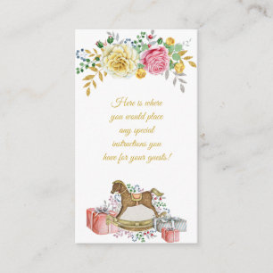 Tarjeta De Recepción Vieja Baby Shower de caballo de roca floral