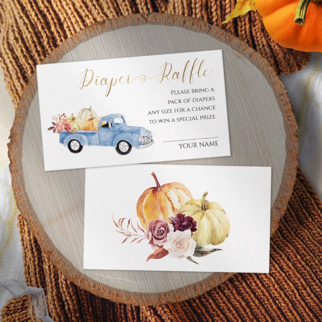 Tarjeta De Recepción Viejo Camión Azul Diaper Raffle Cae Baby Shower (Subido por el creador)