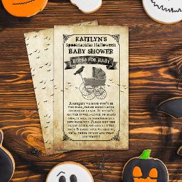 Tarjeta De Recepción Viñage Stroller Halloween Baby Shower Book