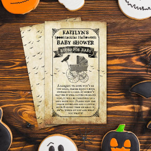 Tarjeta De Recepción Viñage Stroller Halloween Baby Shower Book
