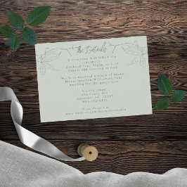 Tarjeta De Recepción Vines minimalistas dibujados a mano Sage Green Gra