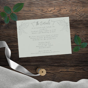 Tarjeta De Recepción Vines minimalistas dibujados a mano Sage Green Gra