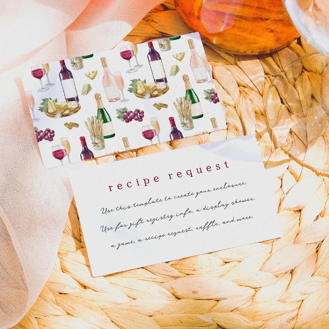 Tarjeta De Recepción Vino antes de Vows Vino Ducha De Novias (Card Front & Back Mock-up)