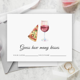 Tarjeta De Recepción Vino y pizza - Cuántos besos juego de novia