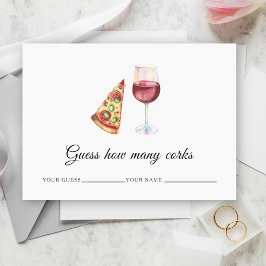 Tarjeta De Recepción Vino y pizza - ¿Cuántos corchos de novia?