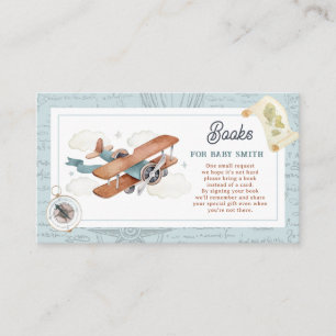 Tarjeta De Recepción Vintage Airplane Travel Baby Shower Book Request
