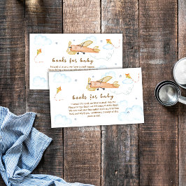 Tarjeta De Recepción Vintage Aviator Airplane Books For Baby Shower