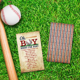 Tarjeta De Recepción Vintage Baseball Boys Baby Shower Book Request