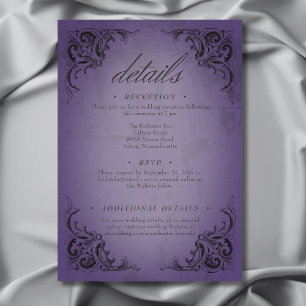 Tarjeta De Recepción Vintage Bat till Death Purple Boda Detalles