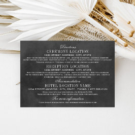 Tarjeta De Recepción Vintage Black Chalkboard Flourier Boda