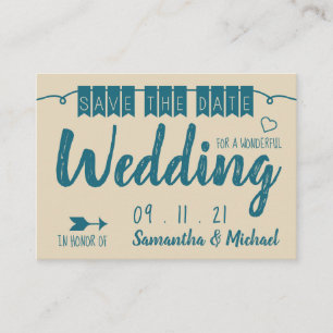 Tarjeta De Recepción Vintage Blue Bunting, Save the Date