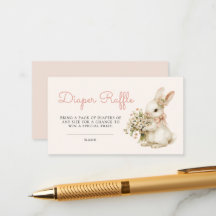 Vintage Bunny Baby Shower Diaper Raffle