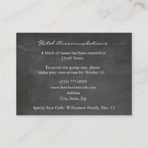 Tarjeta De Recepción Vintage Chalkboard Dove Hotel Enclosure Cards