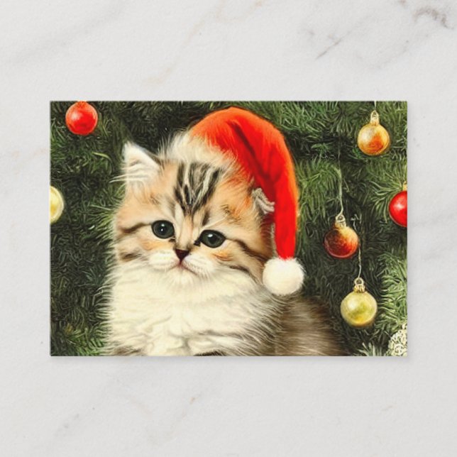 Tarjeta De Recepción Vintage Christmas Kitten (Anverso)