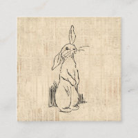 Vintage Cute Bunny Rabbit Art Script Background