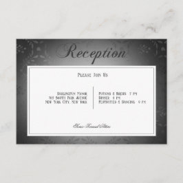 Tarjeta De Recepción Vintage Dark Gótico Negro Damask Wedding Receptor