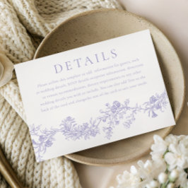 Tarjeta De Recepción Vintage Elegance: Lilac Floral Wedding Details