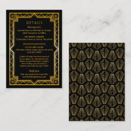 Tarjeta De Recepción Vintage Elegante Art Deco Negro Boda Enclo