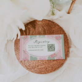 Tarjeta De Recepción Vintage Floral Bridal Shower Registry QR code