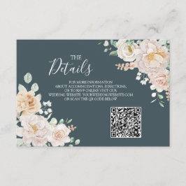 Tarjeta De Recepción Vintage Floral Wedding QR code Details Insert