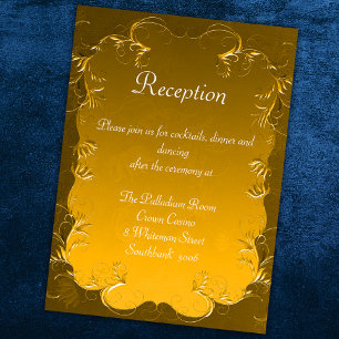 Tarjeta De Recepción Vintage Golden Elegance Wedding