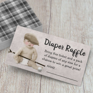 Tarjeta De Recepción Vintage Golf Boy Baby Shower Diaper Raffle