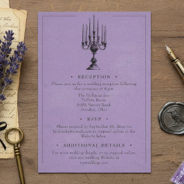 Tarjeta De Recepción Vintage Gothic Black Toile Purple Wedding