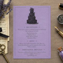 Tarjeta De Recepción Vintage Gothic Black Toile Purple Wedding